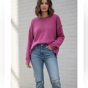 Easel Magenta Crew Neck Sweater NWT
